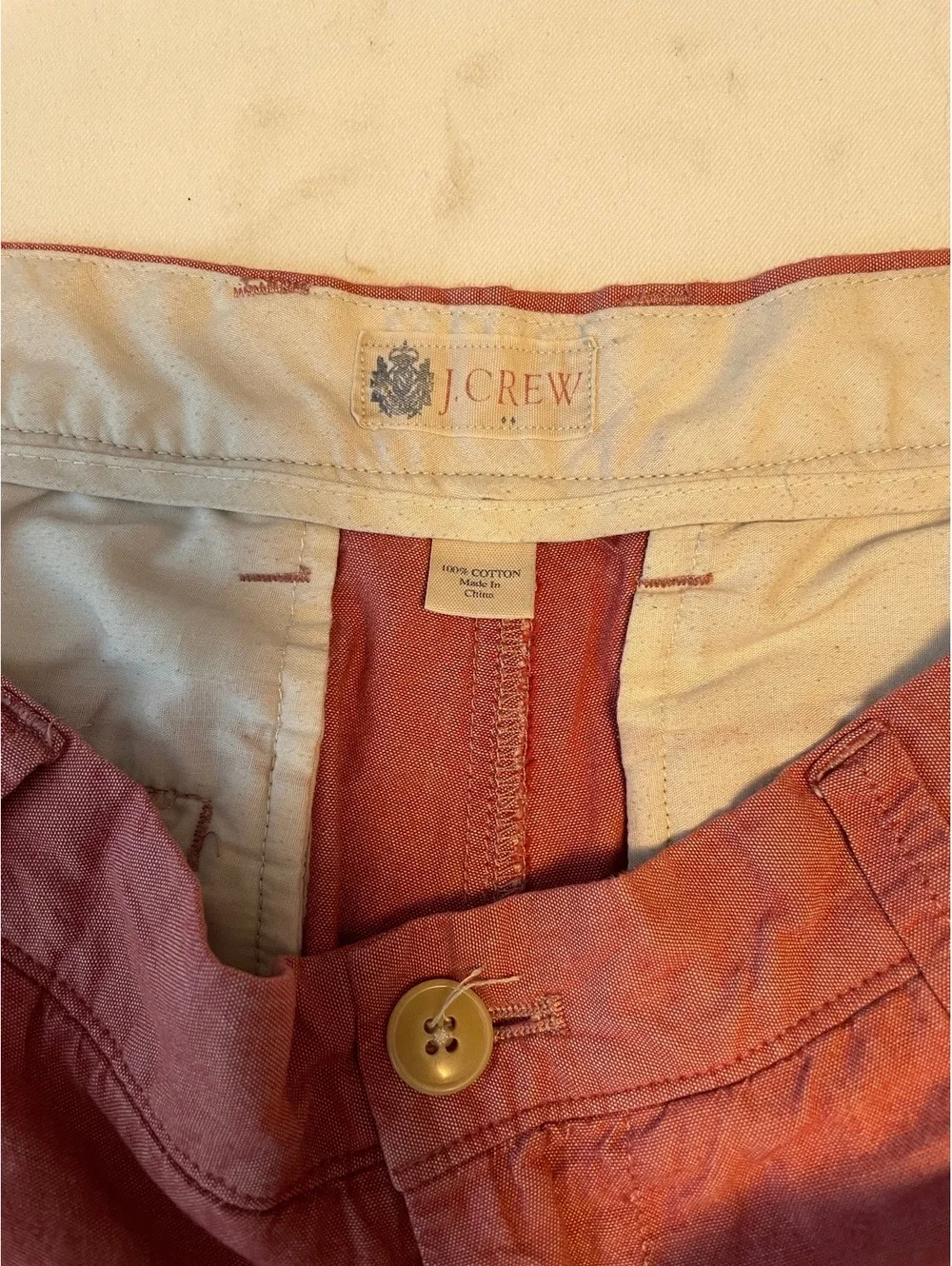 J.Crew Men's Red Cotton Chino Shorts Size 38